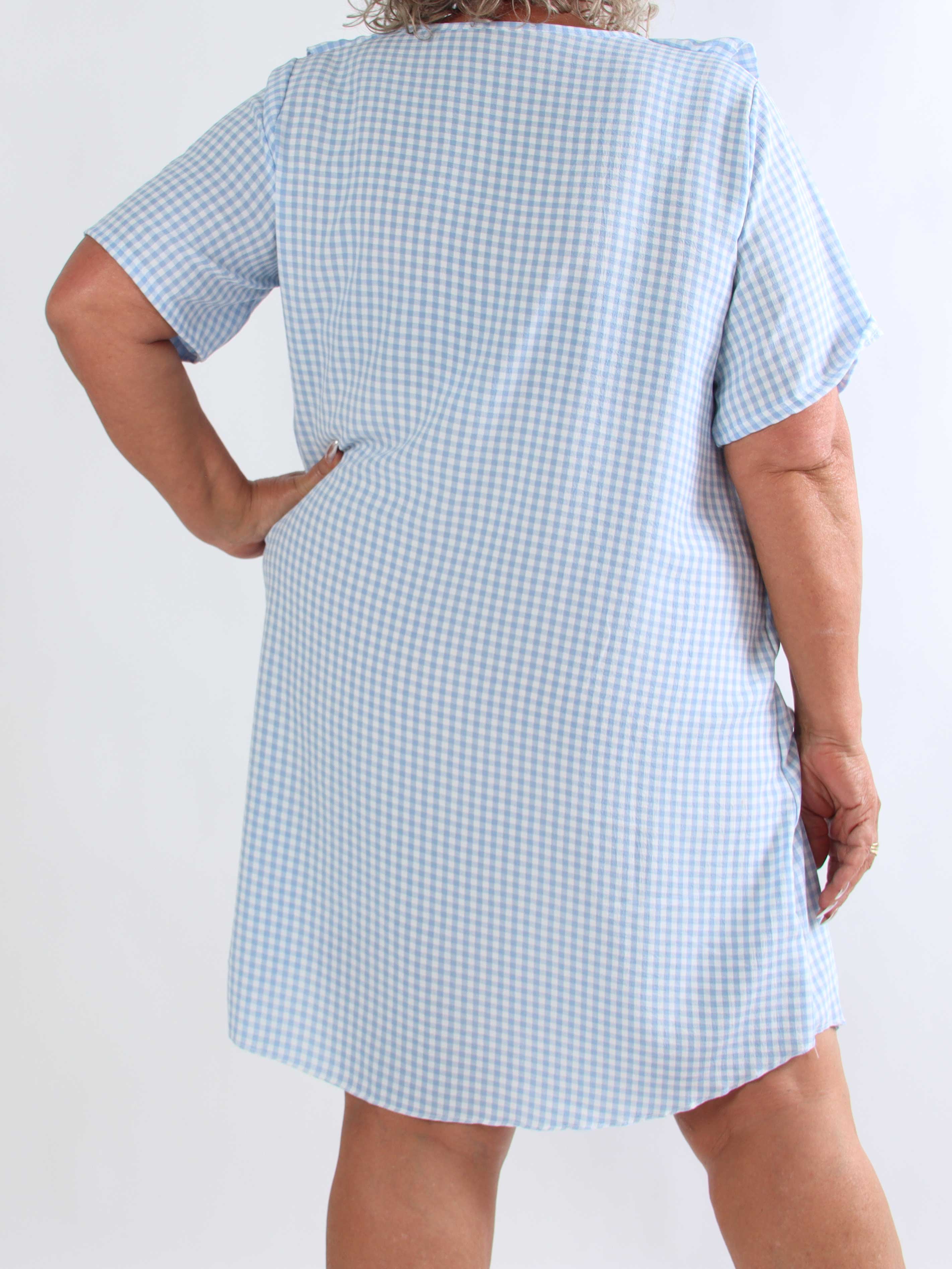 Roma - Stilfuld ternet plus size tunikakjole i let viskoseblanding